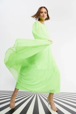 Coast Nick Grindrod Balloon Sleeve Statement Neon Maxi Dress