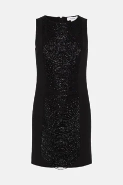 Coast Beadwork Panel Contouring Ponte Dress -Coast Sales Store bcc01557 black xl 3