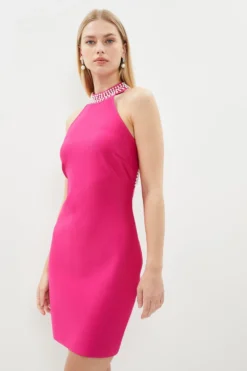 Coast Open Back Halter Neck Bandage Dress