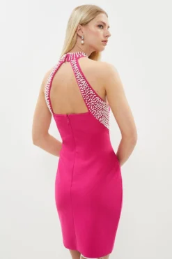 Coast Open Back Halter Neck Bandage Dress -Coast Sales Store bcc01574 magenta xl 2