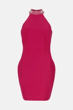 Coast Open Back Halter Neck Bandage Dress -Coast Sales Store bcc01574 magenta xl 3