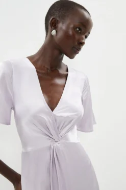 Coast Satin Twist Front Flute Sleeve Maxi Dress -Coast Sales Store bcc01597 pale20lilac xl 1