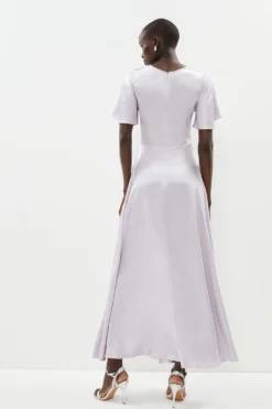 Coast Satin Twist Front Flute Sleeve Maxi Dress -Coast Sales Store bcc01597 pale20lilac xl 2