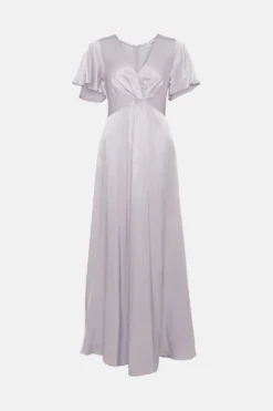 Coast Satin Twist Front Flute Sleeve Maxi Dress -Coast Sales Store bcc01597 pale20lilac xl 3