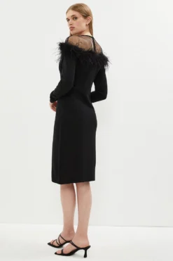 Coast Feather And Mesh Detail Knit Dress -Coast Sales Store bcc01653 black xl 2