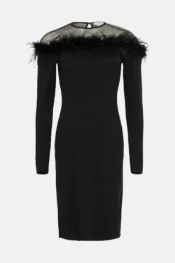 Coast Feather And Mesh Detail Knit Dress -Coast Sales Store bcc01653 black xl 3