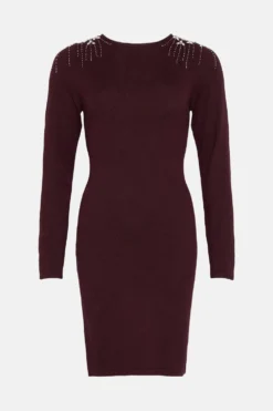 Coast Embellished Shoulder Knit Dress -Coast Sales Store bcc01655 berry xl 3