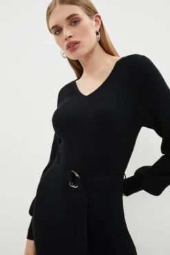 Coast V Neck Knitted Midi Dress