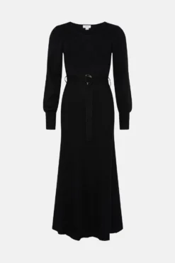 Coast V Neck Knitted Midi Dress -Coast Sales Store bcc01658 black xl 3