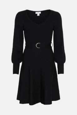 Coast Petite V Neck Knitted Dress -Coast Sales Store bcc01659 black xl 3