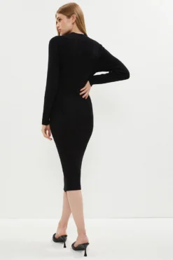 Coast Long Sleeve Funnel Neck Dress -Coast Sales Store bcc01701 black xl 2