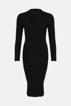 Coast Long Sleeve Funnel Neck Dress -Coast Sales Store bcc01701 black xl 3