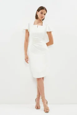Coast Premium Flare Sleeve Ruched Bodice Midi Dress