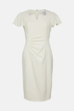 Coast Premium Flare Sleeve Ruched Bodice Midi Dress -Coast Sales Store bcc01706 ivory xl 3