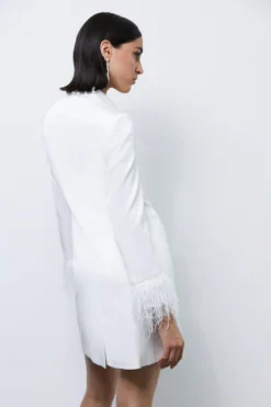 Coast Premium Satin Feather Hem Blazer Dress -Coast Sales Store bcc01748 ivory xl 2 scaled