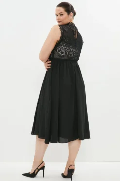 Coast Plus Size Lace Bodice Double Georgette Midi Dress -Coast Sales Store bcc01761 black xl 2