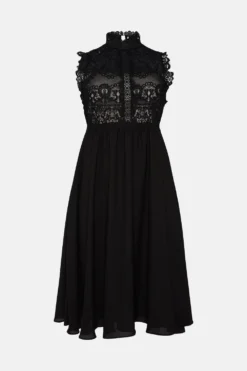 Coast Plus Size Lace Bodice Double Georgette Midi Dress -Coast Sales Store bcc01761 black xl 3