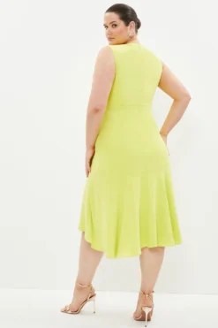 Coast Plus Size Dropped Hem Flowing Skirt Midi Dress -Coast Sales Store bcc01770 yellow xl 2