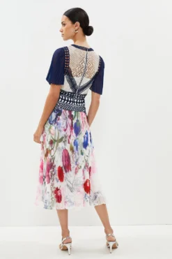 Coast Petite Wild Poppy Trimmed Bodice Midi Dress -Coast Sales Store bcc01800 multi xl 2