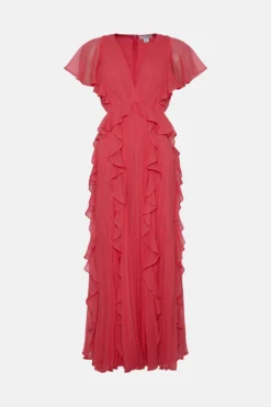 Coast Ruffle And Pleat Detail Maxi Dress -Coast Sales Store bcc01809 hot20pink xl 3