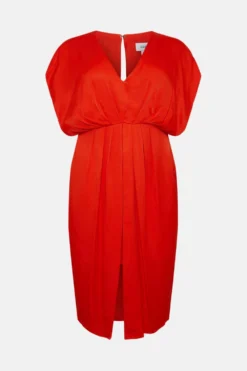 Coast Plus Size Premium Gathered Front Satin Dress -Coast Sales Store bcc01845 orange xl 3