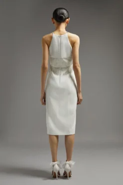 Coast Premium Crystal Fringe Detail Midi Dress -Coast Sales Store bcc01863 ivory xl 2