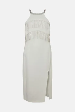 Coast Premium Crystal Fringe Detail Midi Dress -Coast Sales Store bcc01863 ivory xl 3