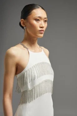 Coast Premium Crystal Fringe Detail Midi Dress -Coast Sales Store bcc01863 ivory xl 5