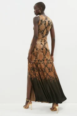 Coast Snake Print Jacquard Knit Maxi Dress -Coast Sales Store bcc01889 multi xl 2