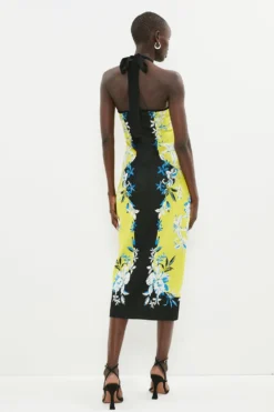 Coast Floral Jacquard Slinky Knit Halter Midi Dress -Coast Sales Store bcc01890 multi xl 2