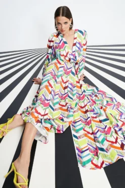 Coast Nick Grindrod Satinblouson Sleeve Wrap Dress