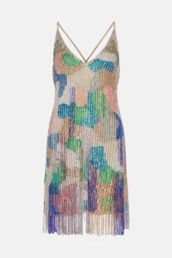 Coast Nick Grindrod Premium Fringed Bead Mini Dress -Coast Sales Store bcc01901 multi xl 3
