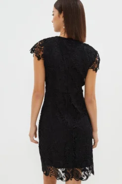 Coast Petite Paisley Lace Cap Sleeve Shift Dress -Coast Sales Store bcc01938 black xl 2