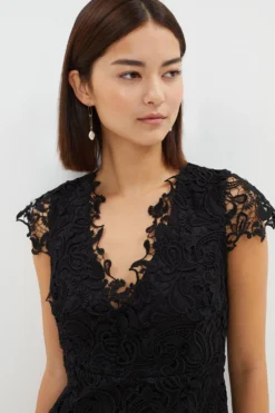 Coast Petite Paisley Lace Cap Sleeve Shift Dress -Coast Sales Store bcc01938 black xl 4