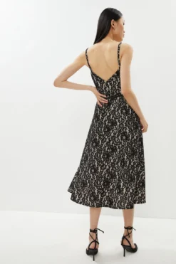 Coast Bonded Lace Belted Full Skirted Dress -Coast Sales Store bcc01948 black xl 2