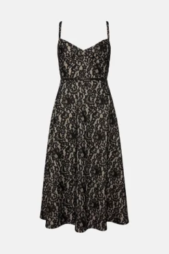 Coast Bonded Lace Belted Full Skirted Dress -Coast Sales Store bcc01948 black xl 3