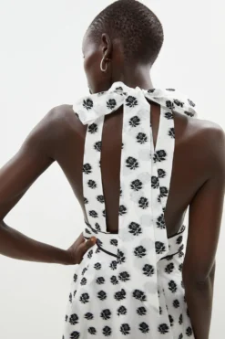 Coast Halter Neck Tipped Organza Jacquard Midi Dress -Coast Sales Store bcc02015 mono xl 1