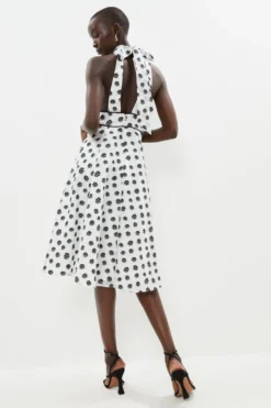 Coast Halter Neck Tipped Organza Jacquard Midi Dress -Coast Sales Store bcc02015 mono xl 2