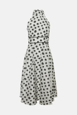 Coast Halter Neck Tipped Organza Jacquard Midi Dress -Coast Sales Store bcc02015 mono xl 3