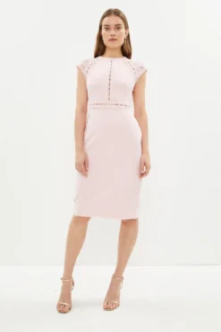 Coast Lace Trim Crepe Pencil Dress