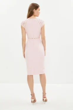 Coast Lace Trim Crepe Pencil Dress -Coast Sales Store bcc02087 blush xl 2 scaled