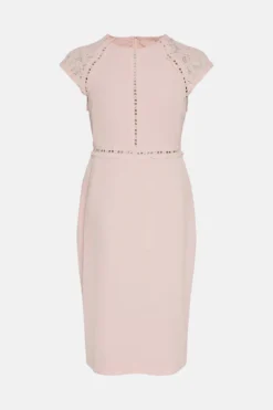 Coast Lace Trim Crepe Pencil Dress -Coast Sales Store bcc02087 blush xl 3