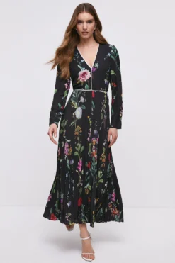 Coast Printed Tipped V Neck Maxi Dress