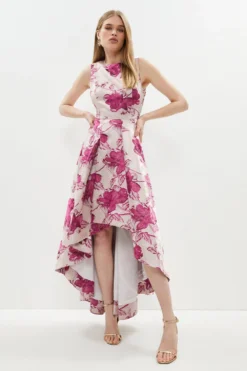 Coast High Low Structured Jacquard Midi Dress