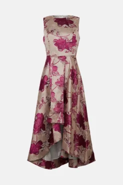 Coast High Low Structured Jacquard Midi Dress -Coast Sales Store bcc02146 pink xl 3