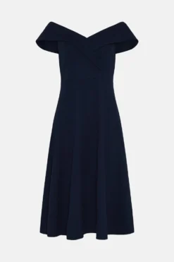 Coast Crepe Bardot Detail Full Skirted Dress -Coast Sales Store bcc02184 navy xl 3