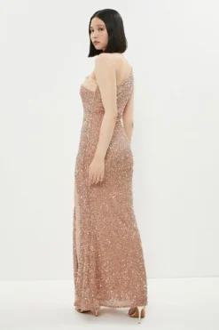 Coast All Over Embellished One Shoulder Maxi Dress -Coast Sales Store bcc02218 gold xl 2