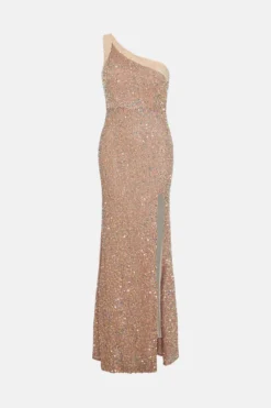 Coast All Over Embellished One Shoulder Maxi Dress -Coast Sales Store bcc02218 gold xl 3