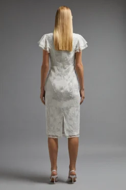 Coast Premium Embellished Flutter Sleeve Midi Dress -Coast Sales Store bcc02225 ivory xl 2