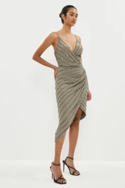 Coast Premium Drape Wrap Embellished Cami Dress
